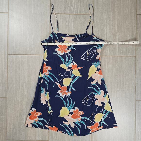 Volcom Women's Cocoanut Hut Dress Blue Floral Dress Large - Picture 2 of 9